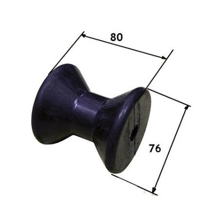Rullo singolo universale 80 mm. Ø 76 mm. nero con foro da Ø 14 mm.