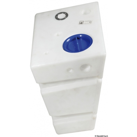 Rigid 60-liter drinking water tank made of white polypropylene