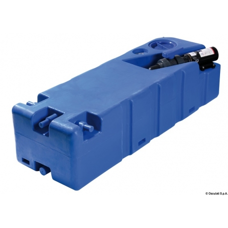 Réservoir rigide de 91 L avec broyeur 12 V pour eaux noires en plastique bleu