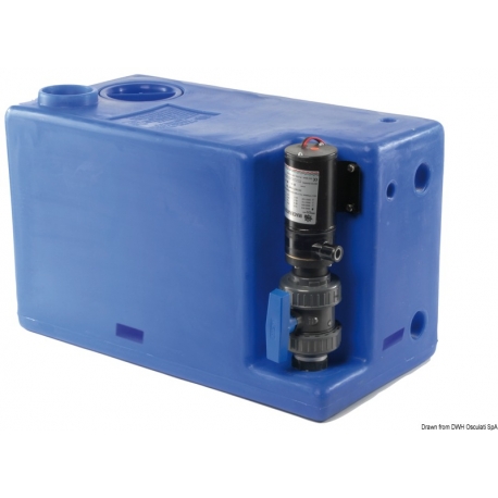 72 Lt. rigid tank with 12 V macerator for blue plastic black water