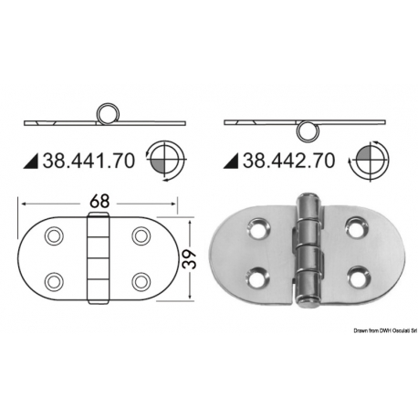 68x39 mm inverted stainless steel hinge