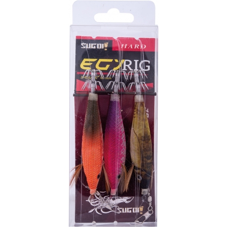 Sugoi Hard Egi Rig 1.5 ready line with three tataki oppai