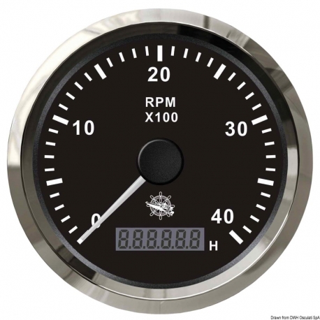96 mm dia. 0-4000 RPM tachometer with hour counter