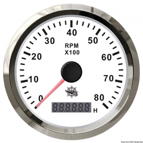 96 mm Ø Compte-tours 0-8000 RPM avec compteur d'heures
