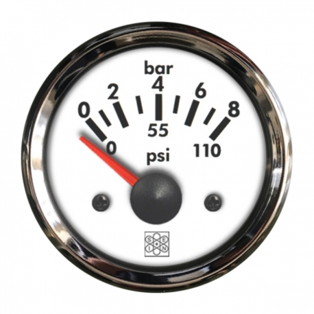 Indicatore pressione olio 0-8 bar Ø 52 mm. 12 V Cromo - San Giorgio Sein