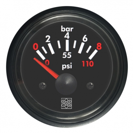 Indicatore pressione olio 0-8 bar Ø 52 mm. 12 V RQ - San Giorgio Sein