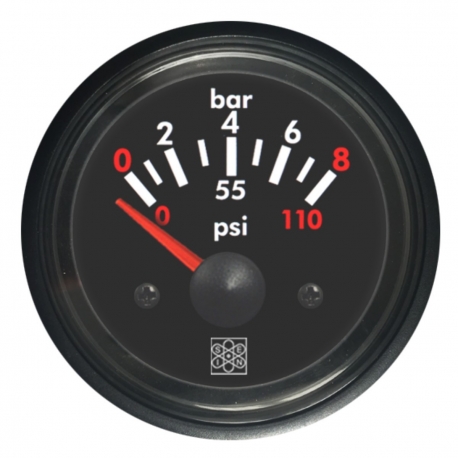 Oil pressure indicator 0-8 bar Ø 52 mm. 12 V RQ - St. George Sein