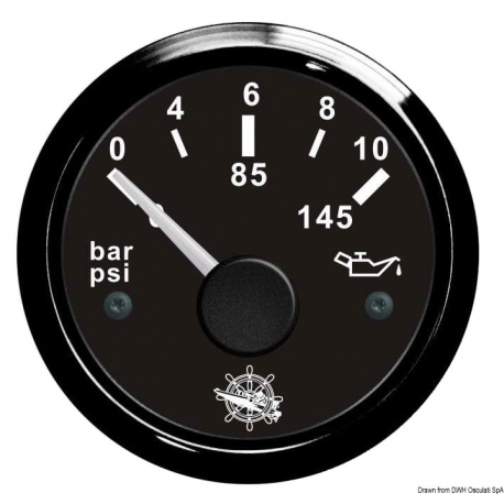 Indicador de presión de aceite 0-10 bar Ø 57 mm. 12/24 V