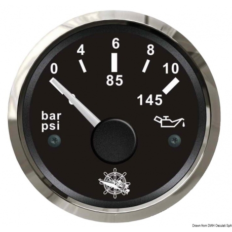 Indicateur de pression d'huile 0-10 bar Ø 57 mm. 12/24 V