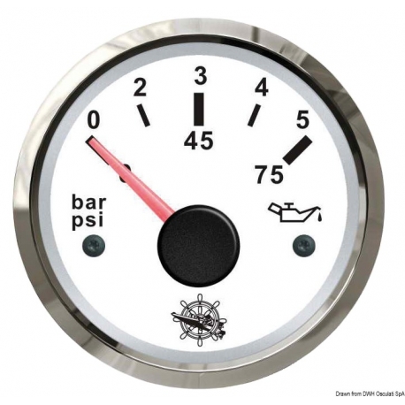 Oljetrycksmätare 0-5 bar Ø 57 mm. 12/24 V