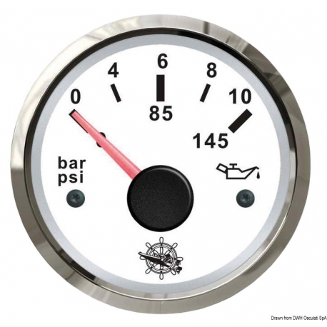 Indicateur de pression d'huile 0-10 bar Ø 57 mm. 12/24 V