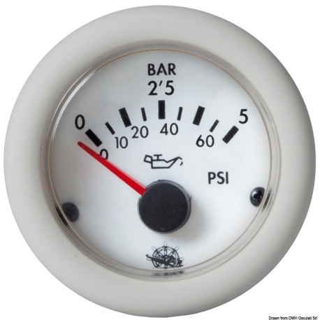 Indicatore pressione olio 0-5 bar Ø 59 mm. 12 V - Guardian