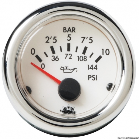Indicatore pressione olio 0-10 bar Ø 59 mm. 12 V - Guardian