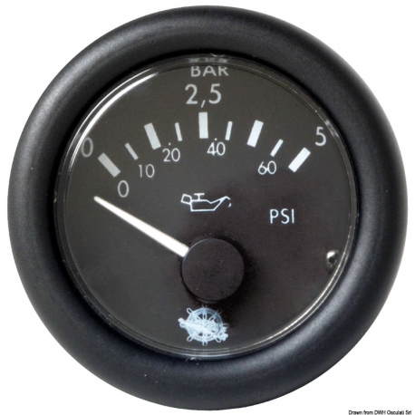 Indicatore pressione olio 0-5 bar Ø 59 mm. 24 V - Guardian