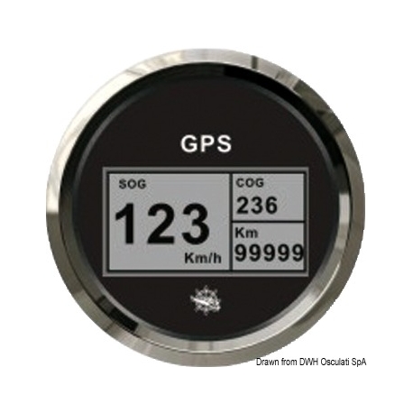 Digital odometer Ø 96 mm. 12/24 V compass and totalizer