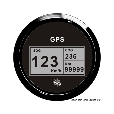 Digital odometer Ø 96 mm. 12/24 V compass and totalizer