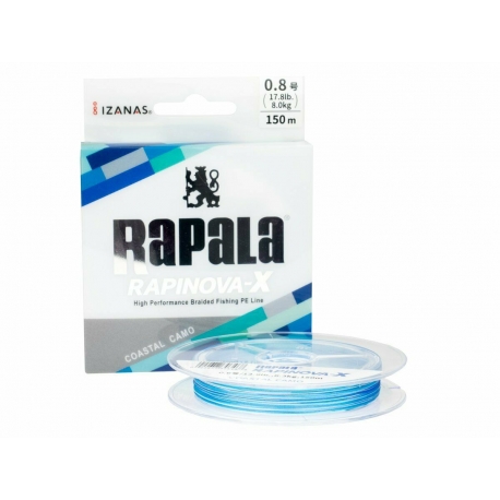 Rapala Rapinova-X 0.128MM ligne de pêche tressée 150M Coastal Camo
