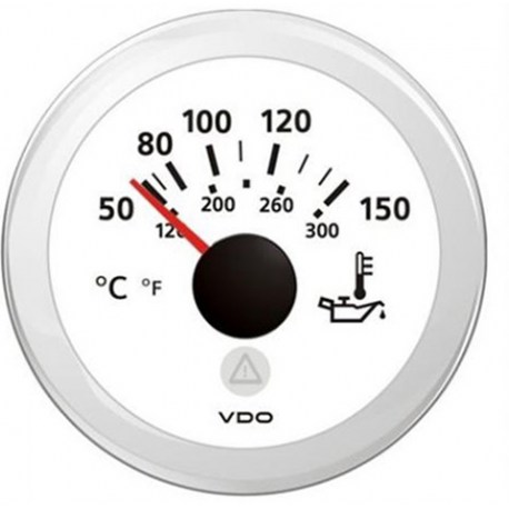 Indicatore temperatura olio 50°-150° Ø 52 mm. 12/24 V - Vdo