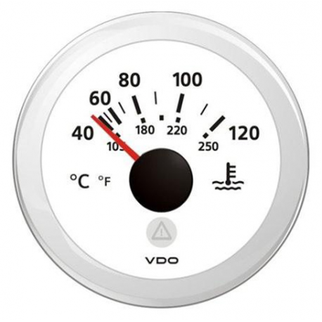 Indicatore temperatura acqua 40°-120° Ø 52 mm. 12/24 V - Vdo