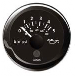 Oliedrukmeter 0-5 bar Ø 52 mm. 12/24 V - Vdo
