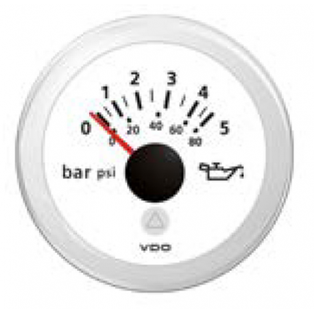 Indicateur de pression d'huile 0-5 bar Ø 52 mm. 12/24 V - Vdo