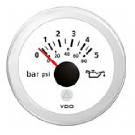 Indicatore pressione olio 0-5 bar Ø 52 mm. 12/24 V - Vdo