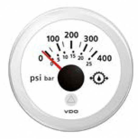 Indicateur de pression d'huile pour inverseur 0-25 bar Ø 52 mm. 12/24 V - Vdo