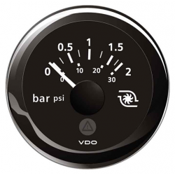 0-2 bar turbo pressure indicator Ø 52 mm. 12/24 V - Vdo