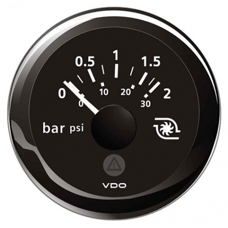 Indicateur de pression turbo 0-2 bar Ø 52 mm. 12/24 V - Vdo