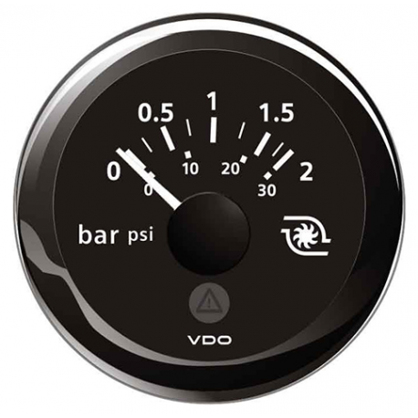 Indicatore pressione turbo 0-2 bar Ø 52 mm. 12/24 V - Vdo