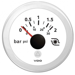 Turbotrykkmåler 0-2 bar Ø 52 mm. 12/24 V - Vdo 2