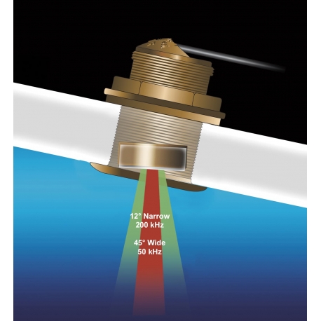 Raymarine B60 20° transducer door de romp