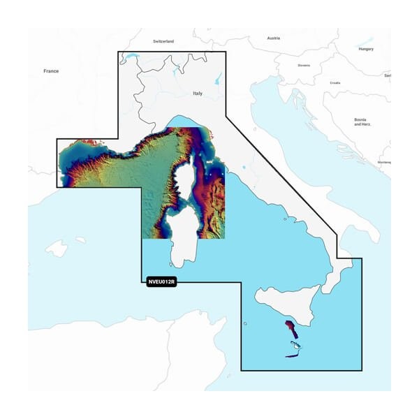 Cartografia Garmin Navionics Vision+ con supporto SD/Micro SD : Zona - Mar Mediterraneo Centrale e Occidentale - NVEU012R