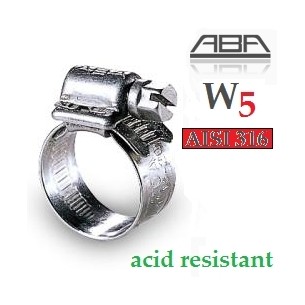 Abrazaderas de manguera Aba W5 de 12 mm.