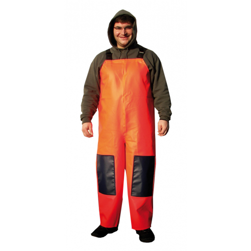 Salopette de pêche en PVC orange