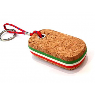 Floating oval cork keychain with tricolor detail 10 pcs.