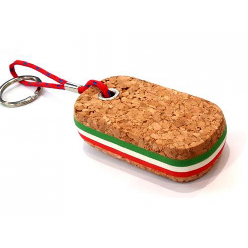 Porte-clés ovale flottant en liège avec détails tricolores 10 pcs.