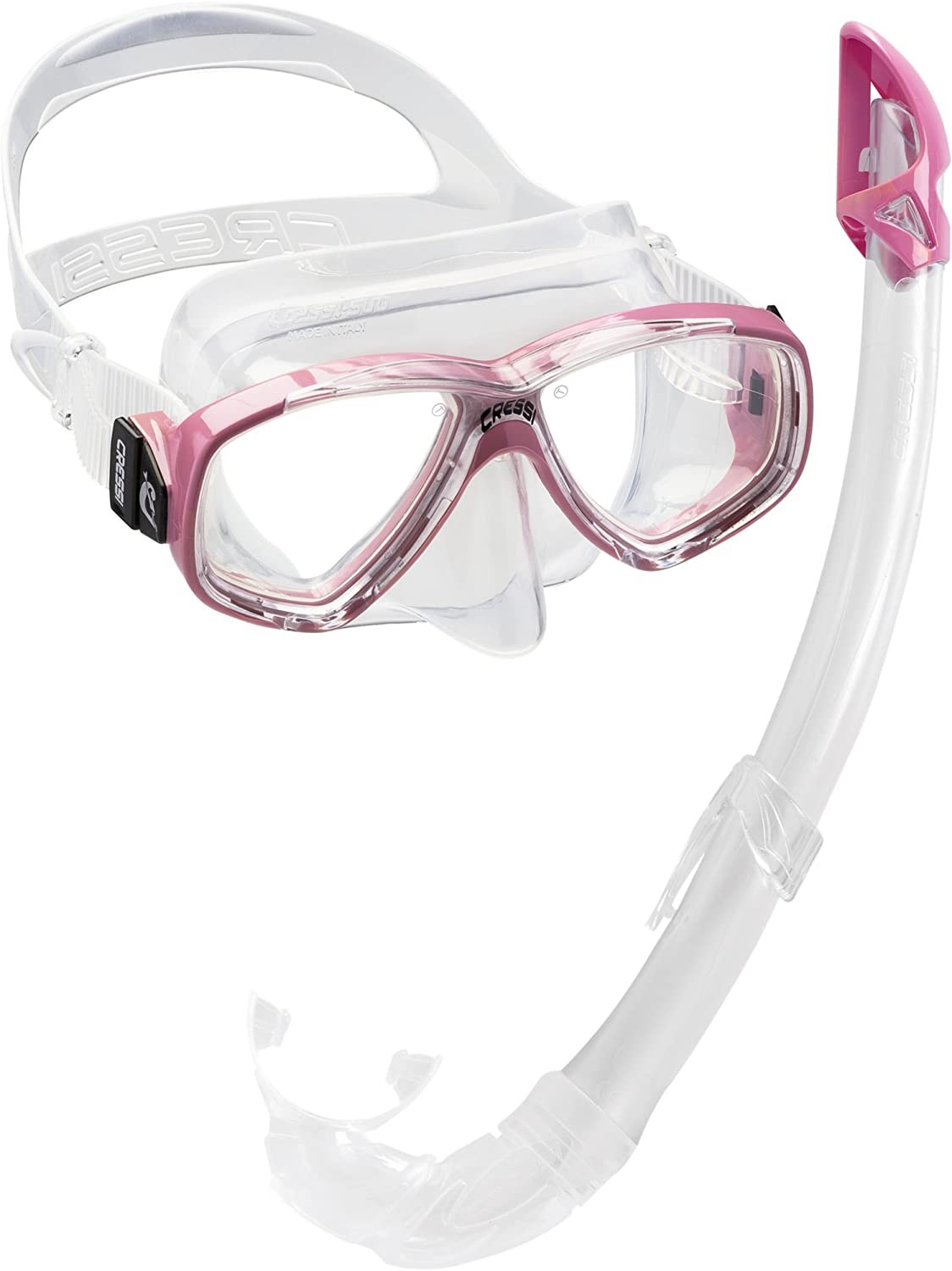 Maschera e boccaglio Perla + Mexico trasparente per adulti - Cressi : Colore - Rosa