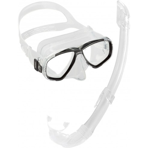 Tusa Serene Set Maschera E Boccaglio Adulti - Silicone Cristallo, Boccaglio A Secco Hyperdry Elite - Colori A Scelta