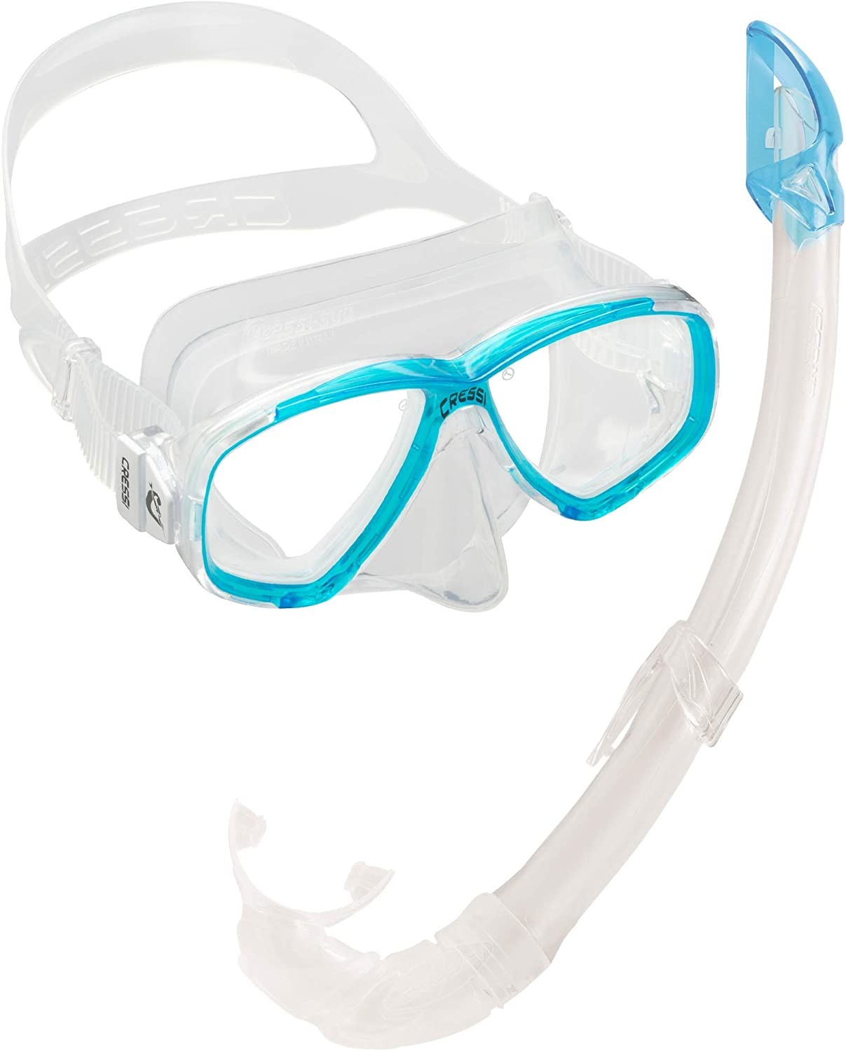 Maschera e boccaglio Perla + Mexico trasparente per adulti - Cressi : Colore - Azzurro