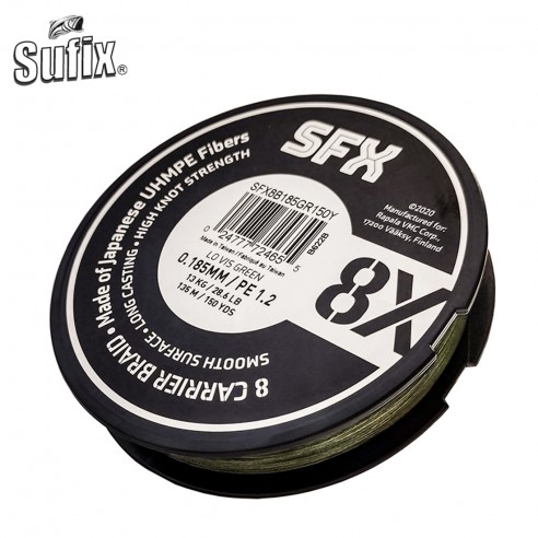 Sufix SFX 8X 0.235 MM. tressé 135M vert