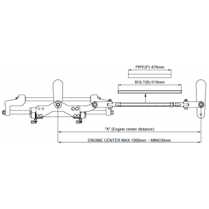 Kit de direction hydraulique pour l'installation d'un moteur hors-bord double jusqu'à 350HP avec barre d'accouplement - Seafirst 2