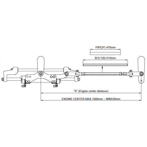 Kit de dirección hidráulica para instalación de motor fueraborda doble hasta 350CV con barra de acoplamiento - Seafirst