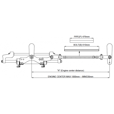 Kit de dirección hidráulica para instalación de motor fueraborda doble hasta 350CV con barra de acoplamiento - Seafirst