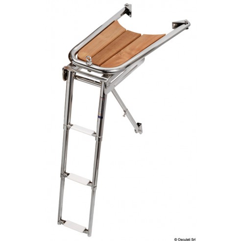 Stainless steel and teak dolphin boat with ladder 3 steps 720x395x280 mm. - Osculati