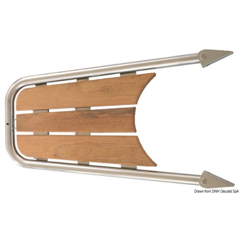 Calebasse en acier inoxydable et en teck avec 3 marches 720x395x280 mm. - Osculati