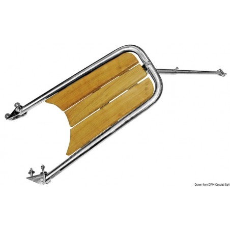 Baugspryd i rustfritt stål og teak med tretrinnsstige, 720x395x280 mm. - Osculati