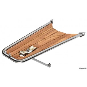 Baugspryd i rustfritt stål og teak med ankerrulle på 1180x590x330 mm. - Osculati