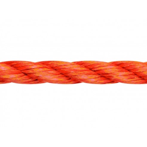 Orange polypropylene mooring rope Ø 12 mm.
