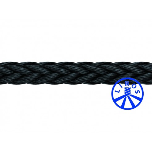 Black polyester mooring rope Ø 12 mm. - Liros